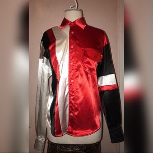 Multicolored Button Down Silky Blouse